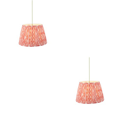 Loops Chic 2 Pack Hanging Ceiling Pendant Lights With Coral Pink Shades And Brass Finish from B&Q