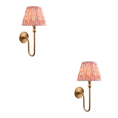 Loops Stylish 2 Pack Dimmable Wall Lights With Coral Pink Shades from B&Q