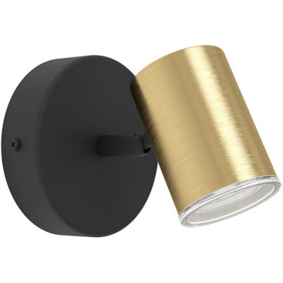 Loops Sleek Black And Brushed Brass Led Ceiling Spotlight For Modern Bathrooms from B&Q