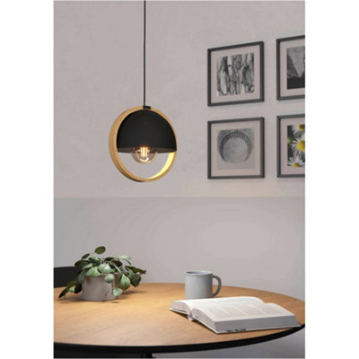 Loops Stylish Modern Black And Brown Pendant Ceiling Light For Indoor Spaces from B&Q