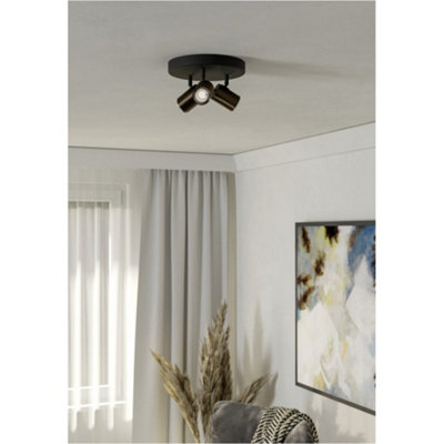 Loops Bronze/Black Stylish And Triple Round Led Bathroom Ceiling Spotlight For Modern Interiors Size 2