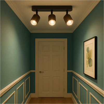 Loops Stylish Bronze And Black Triple Led Bathroom Ceiling Spotlight For Modern Interiors from B&Q