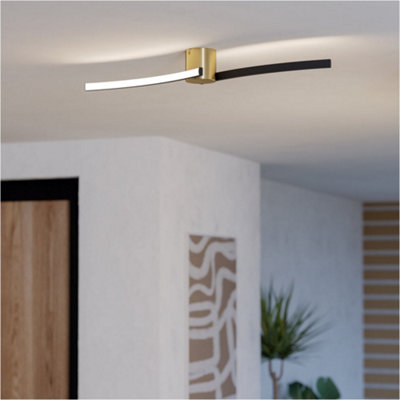 Loops Stylish Modern Brushed Brass And Black Ceiling Light For Indoor Spaces from B&Q