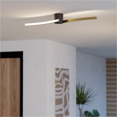 Loops Stylish Modern Black And Brushed Brass Ceiling Light For Indoor Spaces from B&Q