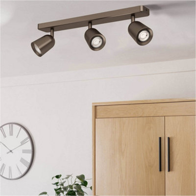 Loops Modern Design Dark Bronze Triple Led Ceiling Spotlight For Indoor Spaces from B&Q
