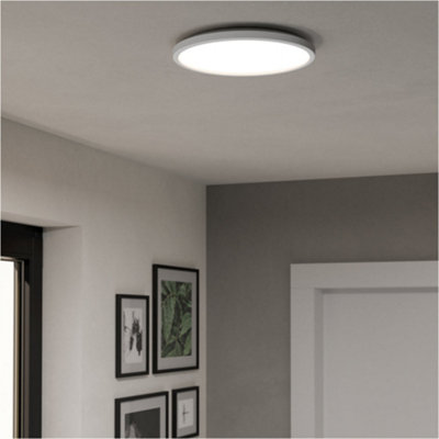 B&Q -  Elegant 30Cm White Round Led Pendant Ceiling Light For Modern Interiors