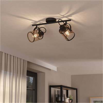 Loops Sleek Black Double Ceiling Spotlight For Indoor SpacesModern Design from B&Q