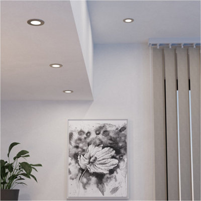 Loops Sleek Satin Nickel Ceiling Spotlight For Modern Home Interiors from B&Q