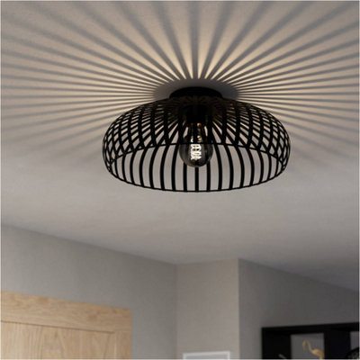 Loops Stylish Modern Black Ceiling Light43Cm Semi Flush Fixture For Indoor Spaces from B&Q