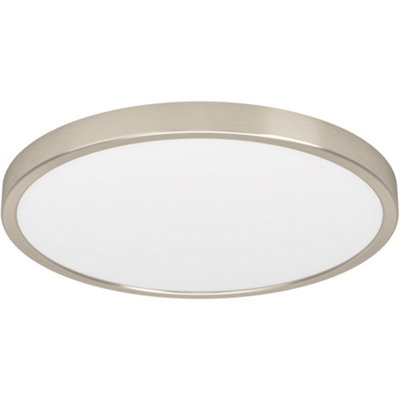 Loops Sleek Modern Satin Nickel Round Ceiling Light For Stylish Indoor Spaces from B&Q