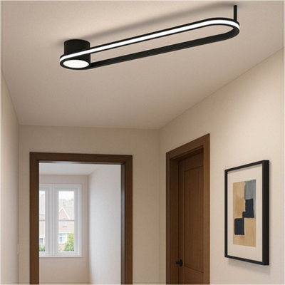 Loops Sleek Black Led Ceiling LightModern Semi-Flush Fixture For Indoor Spaces from B&Q