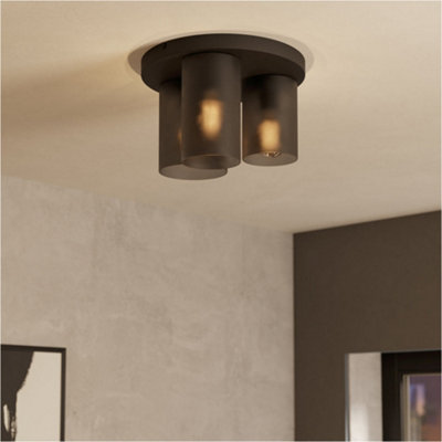 Loops Stylish Modern Black Ceiling Light For Home InteriorsVersatile Semi-Flush Design from B&Q