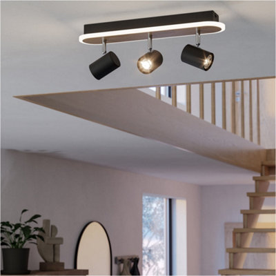 Loops Stylish Modern Black And Brown Triple Ceiling Spotlight For Indoor Spaces from B&Q