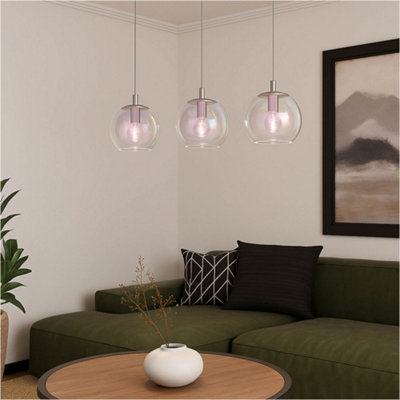 Loops Stylish Modern Chrome Triple Pendant Ceiling Light With E27 Fitting For Contemporary Interiors from B&Q