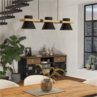 Loops Stylish Modern Black And Brown Triple Pendant Ceiling Light For Indoor Spaces from B&Q