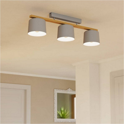 Loops Stylish Modern Light Grey And Brown Triple Ceiling Light For Indoor Spaces from B&Q