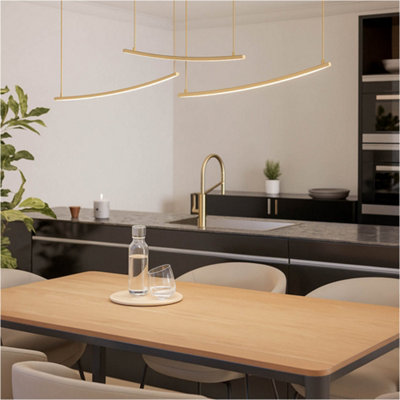 B&Q -  Elegant Matte Brass Led Pendant Ceiling Light For Modern Interiors