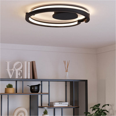B&Q -  Sleek Modern Black Led Ceiling Light For Indoor SpacesStylish Semi-Flush Design