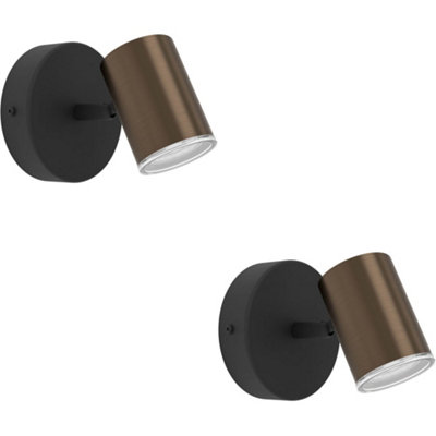 Loops 2 Pack Sleek Modern Bronze And Black Led Ceiling Spotlight For Bathroom Lighting from B&Q