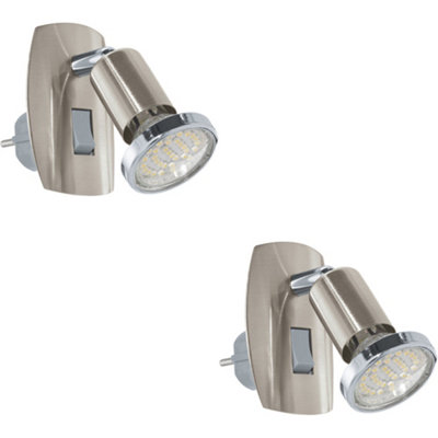 Loops 2 Pack Sleek Satin Nickel And Chrome Led Wall Light For Modern Indoor Spaces from B&Q
