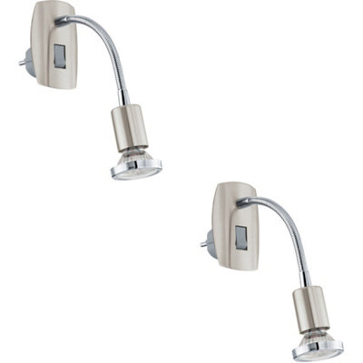 Loops 2 Pack Sleek Modern Satin Nickel And Chrome Led Wall Light For Indoor Space from B&Q