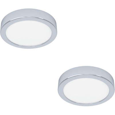 B&Q -  2 Pack Sleek Modern Chrome Round Led Ceiling Light For Indoor Spaces