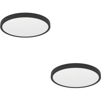 Loops 2 Pack Sleek Modern Black Round Led Ceiling Light For Stylish Indoor Spaces from B&Q