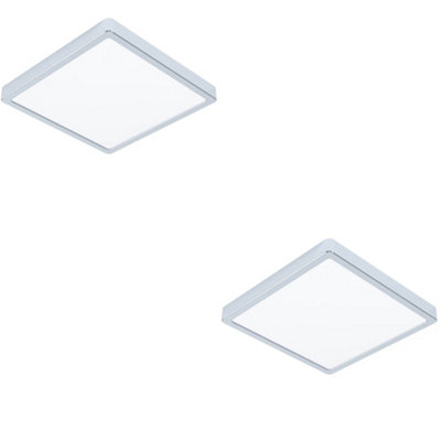 Loops 2 Pack Stylish 29Cm Modern Chrome Square Led Ceiling Light For Indoor Spaces from B&Q
