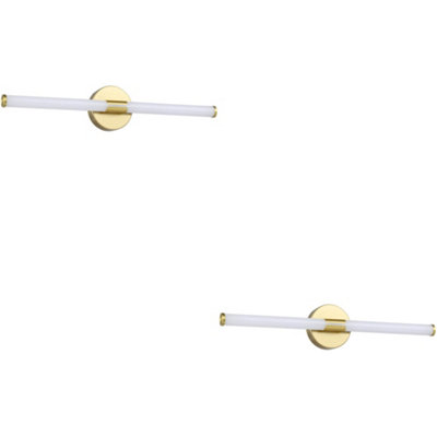 Loops 2 Pack Sleek Modern Design Brushed Brass Led Mirror Wall Light For Bathrooms60Cm from B&Q