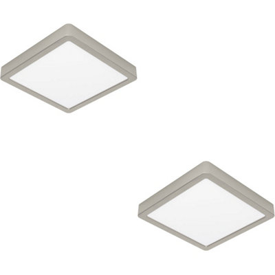 Loops 2 Pack Sleek Modern Satin Nickel Square Ceiling Light Indoor Spaces from B&Q