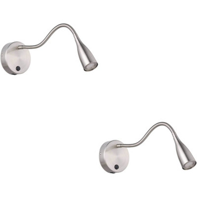 Loops 2 Pack Sleek Satin Nickel Wall LightModern Led Indoor Lighting Fixture from B&Q