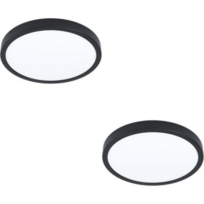 B&Q -  2 Pack Modern Black Round Led Ceiling Light For Indoor SpacesContemporary Design