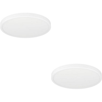 B&Q -  2 Pack Stylish Modern White Round Led Ceiling Light For Indoor Spaces