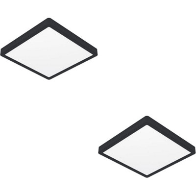 Loops 2 Pack Contemporary Black Square Led Ceiling Light For Modern Indoor Spaces from B&Q