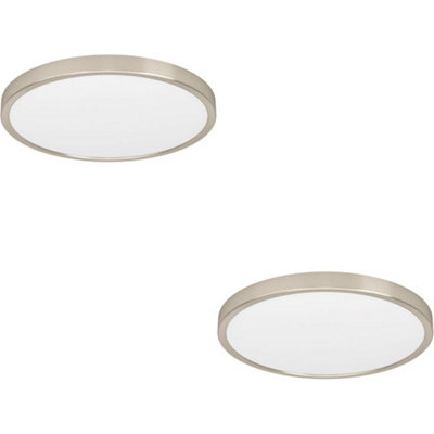 Loops 2 Pack Sleek Modern Satin Nickel Round Ceiling Light For Stylish Indoor Spaces from B&Q