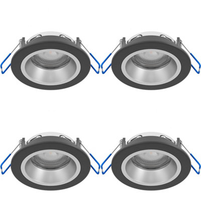 Loops 4 Pack Sleek Black And Silver Ceiling Spotlight For Modern Indoor Spaces from B&Q