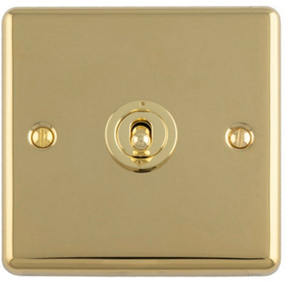 Loops 1 Gang Retro Toggle Light Switch Polished Brass 10A 2-Way (86X86mm)