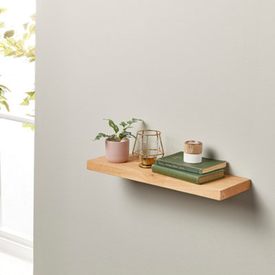 Off the Grain Floating Shelf Made From Solid Oak Oak Floating Shelf 60Cm from B&Q