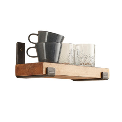 Off the Grain Rustic Wooden Shelf With L Brackets150Cm from B&Q