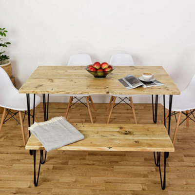 Off The Grain Solid Wood Dining Table And Bench Set180Cm from B&Q