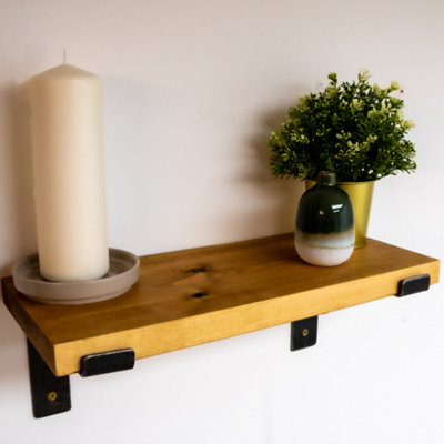 Off The Grain Wooden Shelf With Brackets110Cm from B&Q