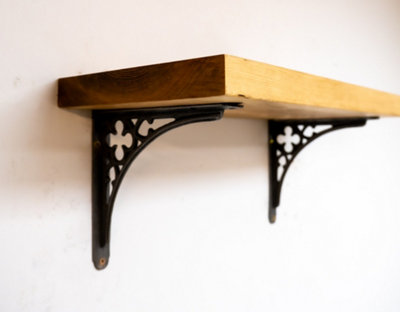 Off The Grain Wooden Wall Shelf Rugger Brown Rustic Shelf With Brackets 110Cm (L) from B&Q