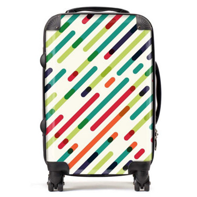 Warren Reed Designer Coloured Diagonal Abstract Pattern SuitcaseCabin from B&Q