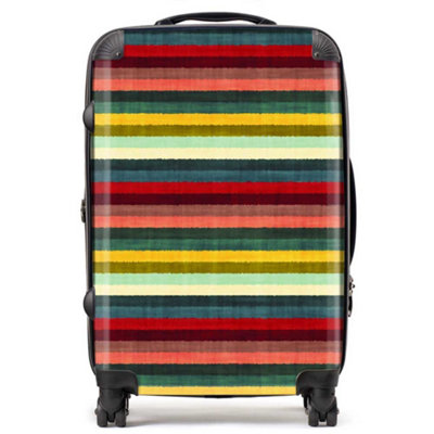Warren Reed Designer Multicolour Striped Brish Pattern SuitcaseMedium from B&Q