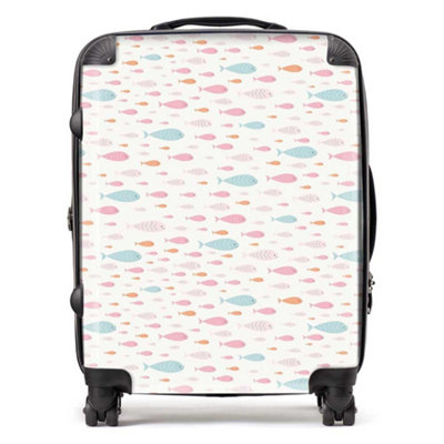 Warren Reed Designer Hand Drawn Swimming Fish SuitcaseLarge from B&Q