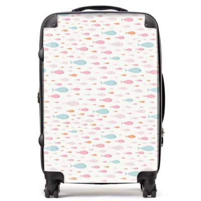 Warren Reed Designer Hand Drawn Swimming Fish SuitcaseMedium from B&Q