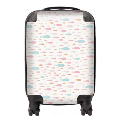 Warren Reed Designer Hand Drawn Swimming Fish SuitcaseMini Cabin from B&Q