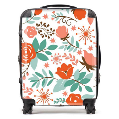 B&Q -  Orange Floral Pattern SuitcaseLarge