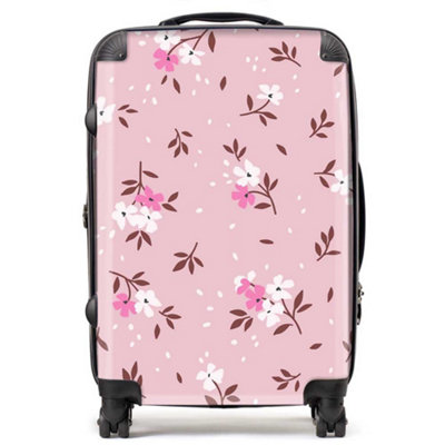 Warren Reed Designer Pretty Pink Flower Pattern SuitcaseMedium from B&Q