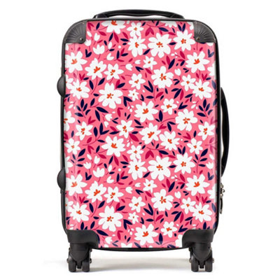 B&Q -  Small Cute White Flower Pattern SuitcaseCabin